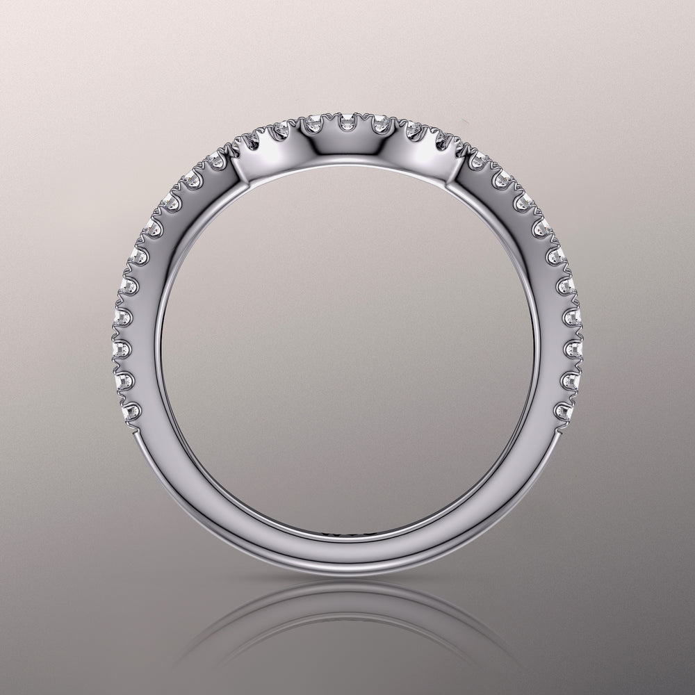 The Haring Diamond Wedding Band with Platinum Cut Diamond in 14KT Platinum view 2
