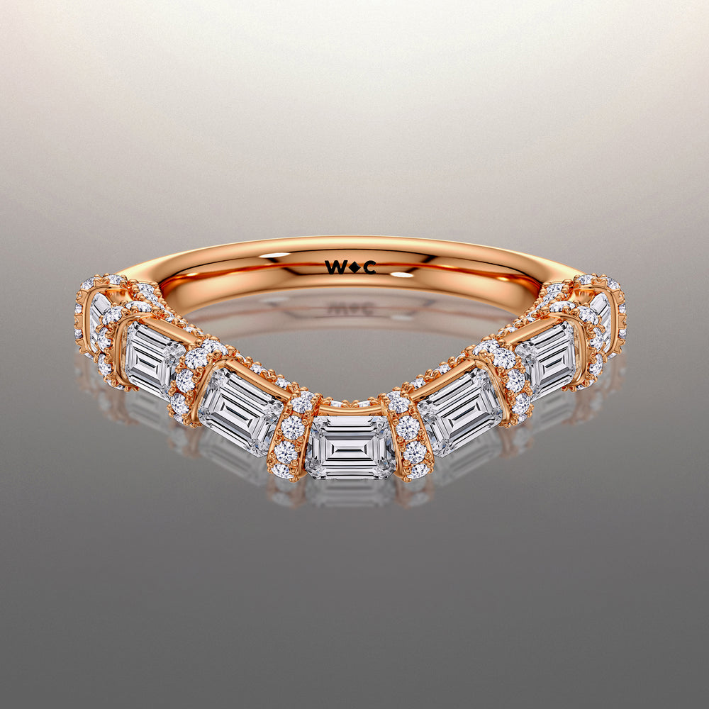 The Magritte Wedding Band with 18KT Rose Gold Cut Diamond in 14KT Rose Gold view 1
