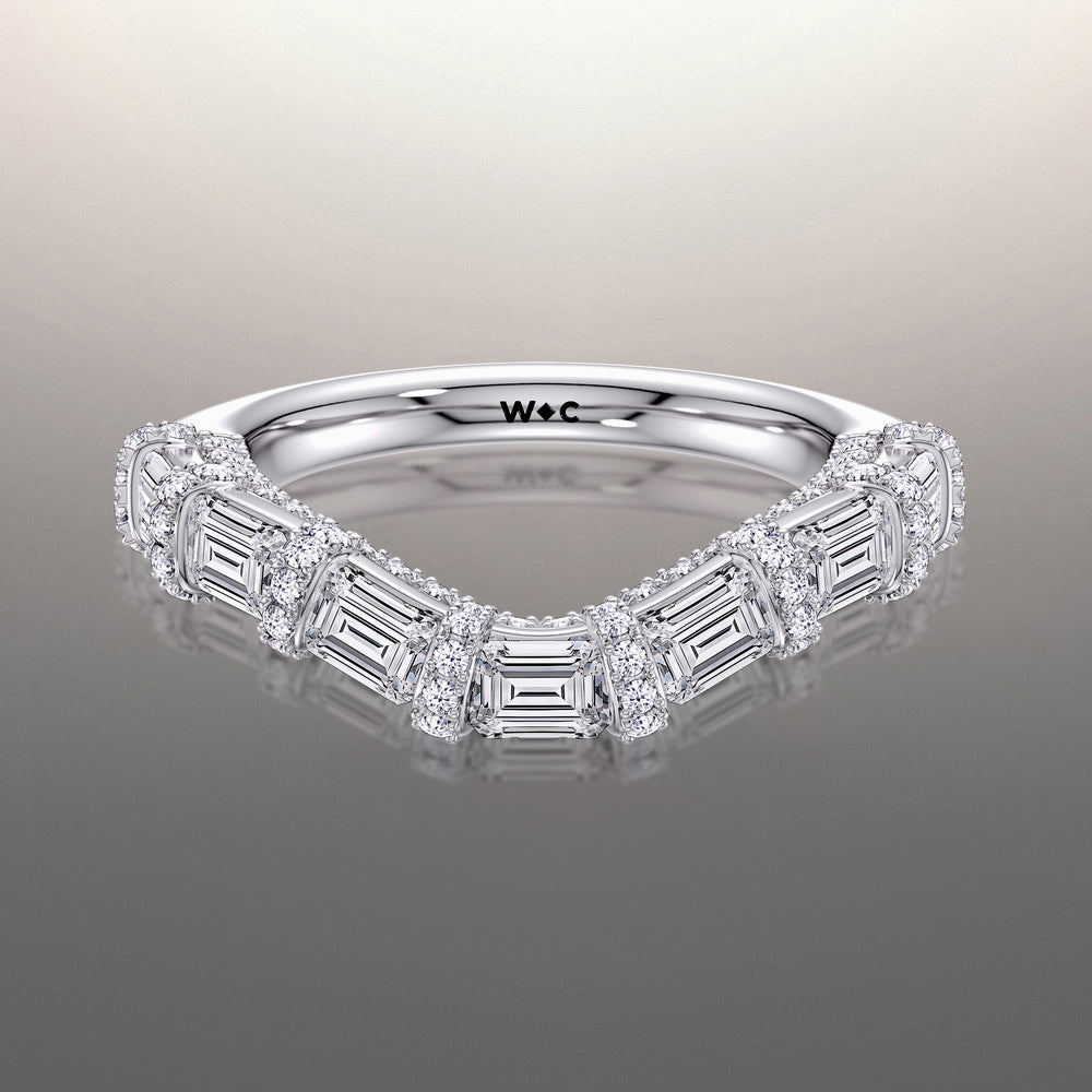 The Magritte Wedding Band with Platinum Cut Diamond in 14KT Platinum view 1
