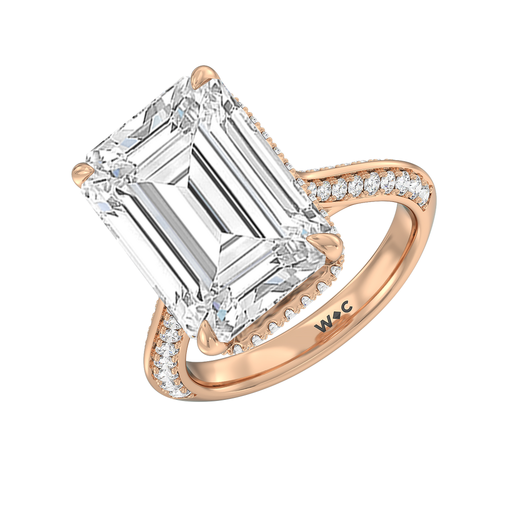 The Dalí Reserve Rings with Emerald Cut Diamond in 14KT Rose Gold view 2
