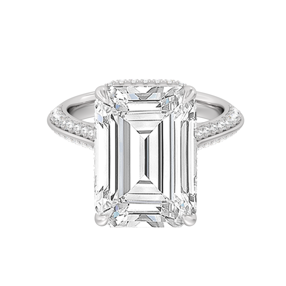 The Dalí Reserve Rings with Emerald Cut Diamond in 14KT Platinum view 1
