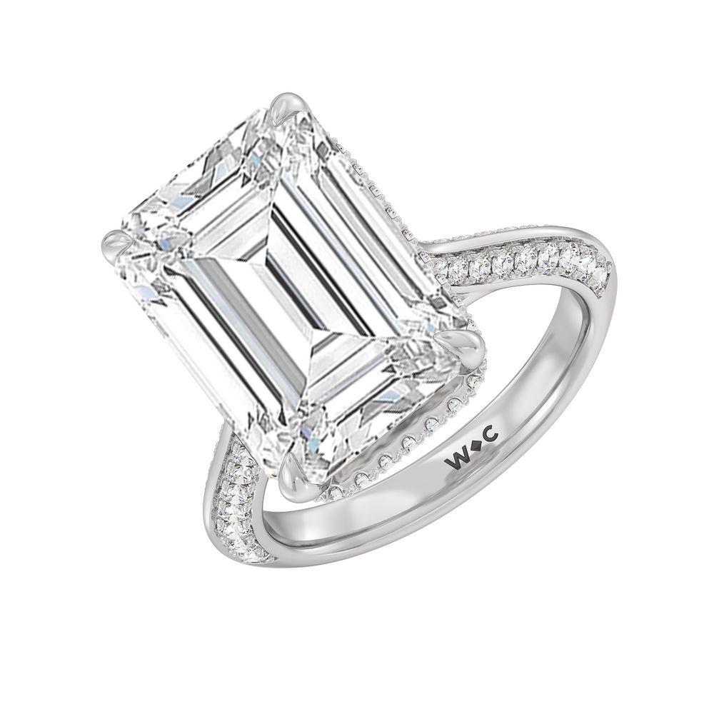 The Dalí Reserve Rings with Emerald Cut Diamond in 14KT Platinum view 2
