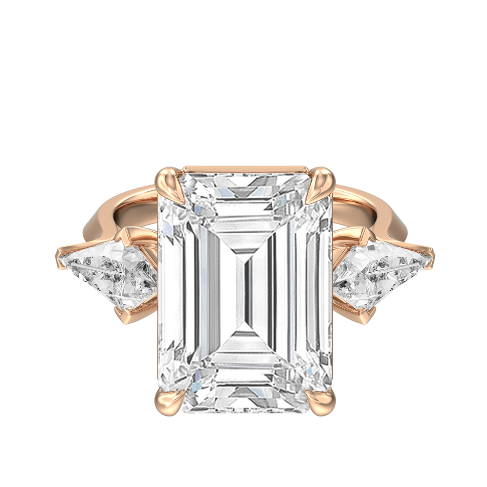 The Miró Reserve Rings with Emerald Cut Diamond in 14KT Rose Gold view 1
