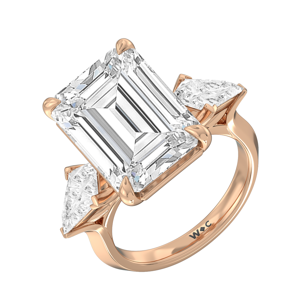 The Miró Reserve Rings with Emerald Cut Diamond in 14KT Rose Gold view 2
