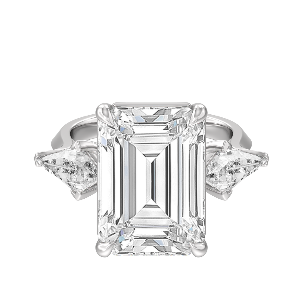 The Miró Reserve Rings with Emerald Cut Diamond in 14KT Platinum view 1

