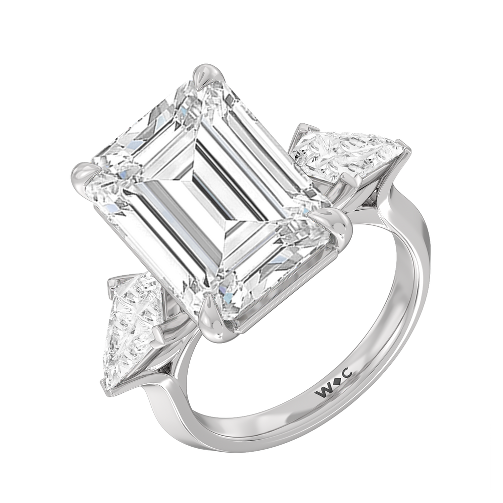 The Miró Reserve Rings with Emerald Cut Diamond in 14KT Platinum view 2

