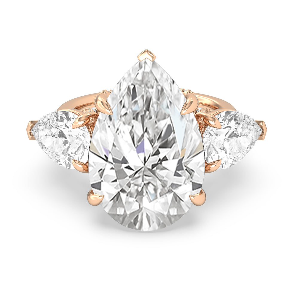 The da Vinci Reserve Rings with Pear Cut Diamond in 14KT Rose Gold view 1
