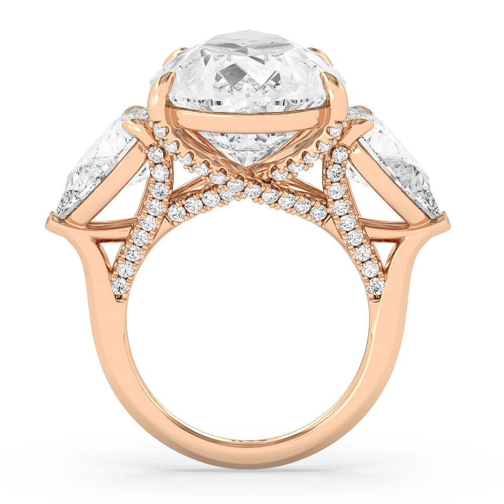 The da Vinci Reserve Rings with Pear Cut Diamond in 14KT Rose Gold view 2
