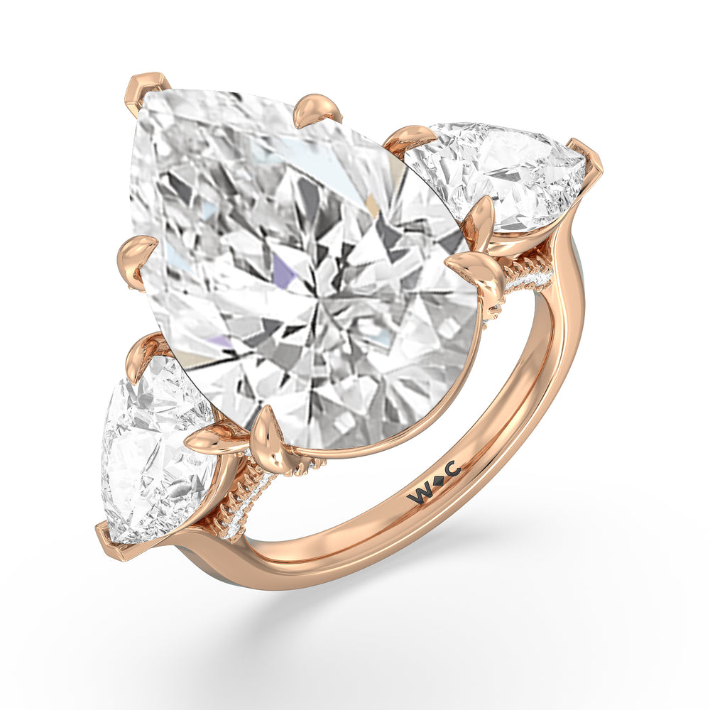 The da Vinci Reserve Rings with Pear Cut Diamond in 14KT Rose Gold view 3
