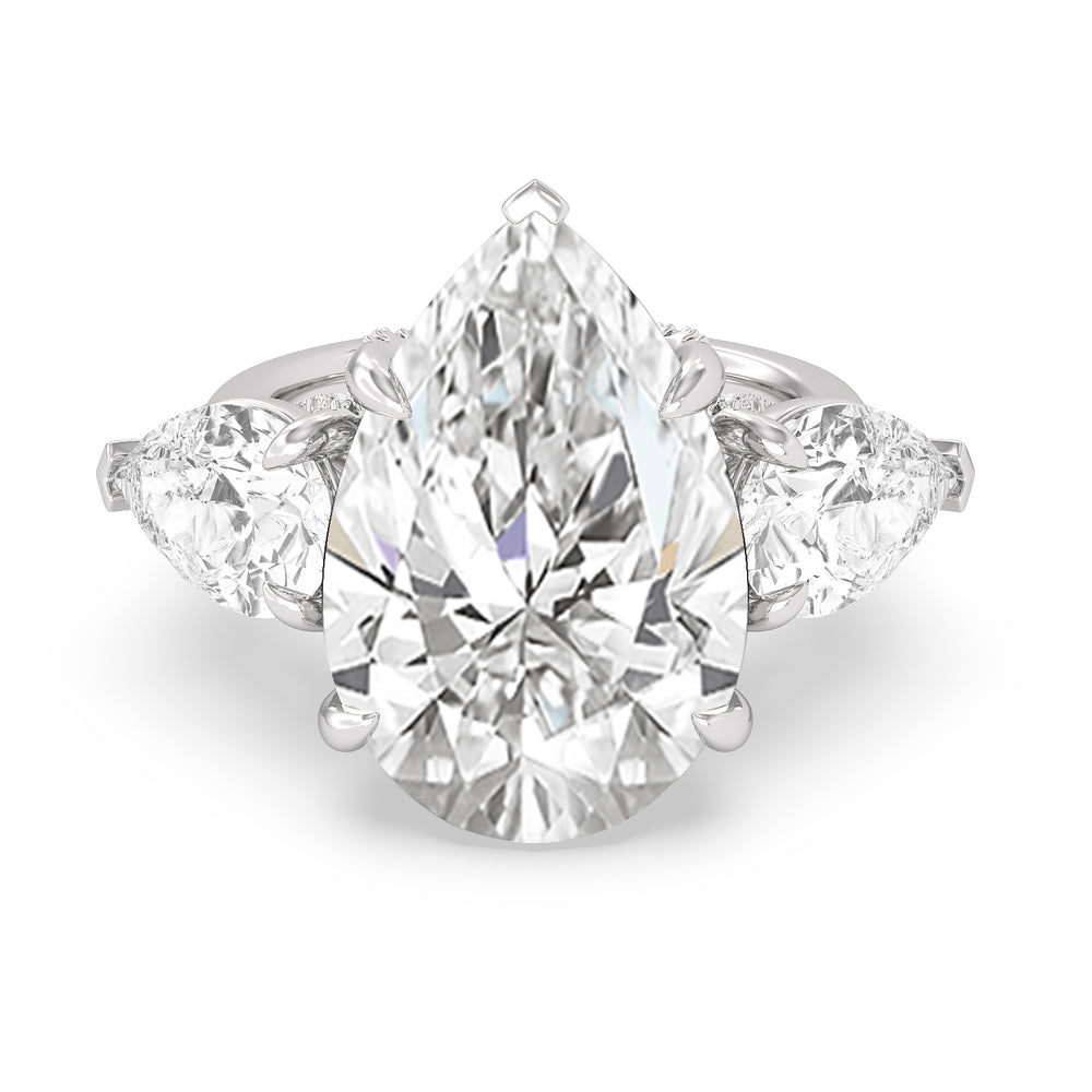 The da Vinci Reserve Rings with Pear Cut Diamond in 14KT Platinum view 1
