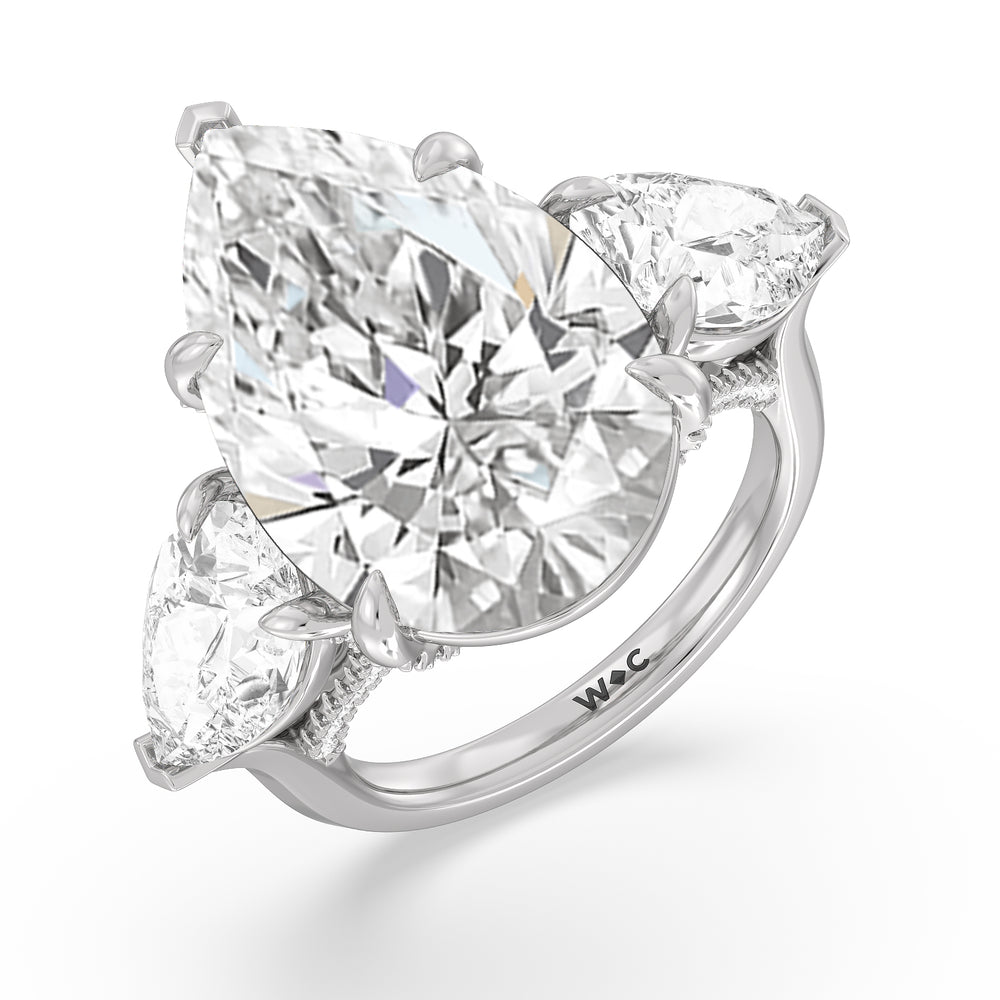 The da Vinci Reserve Rings with Pear Cut Diamond in 14KT Platinum view 2
