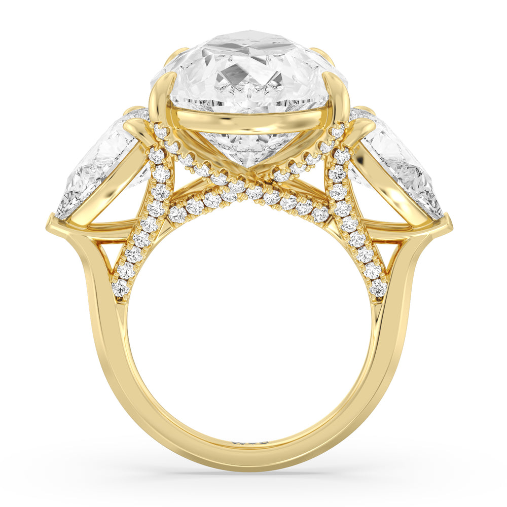 The da Vinci Reserve Rings with Pear Cut Diamond in 14KT Yellow Gold view 3
