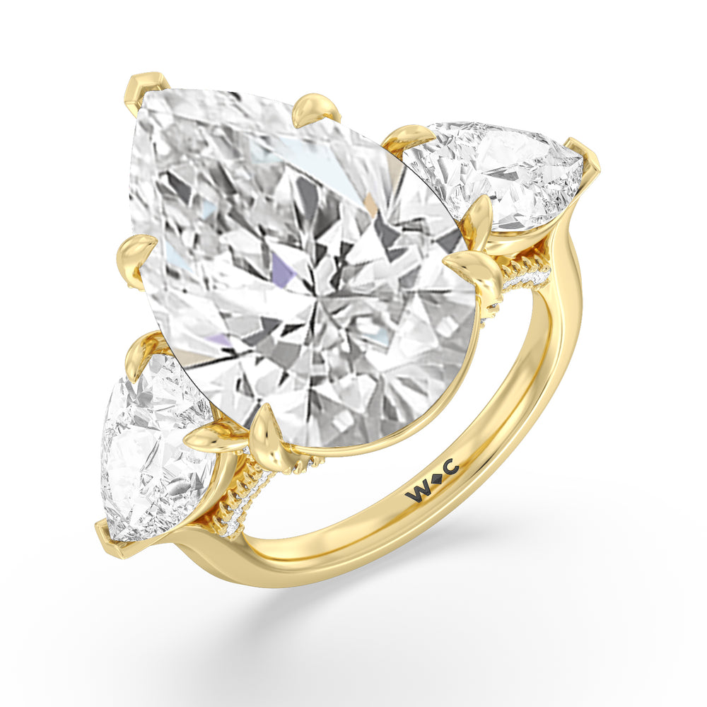 The da Vinci Reserve Rings with Pear Cut Diamond in 14KT Yellow Gold view 2
