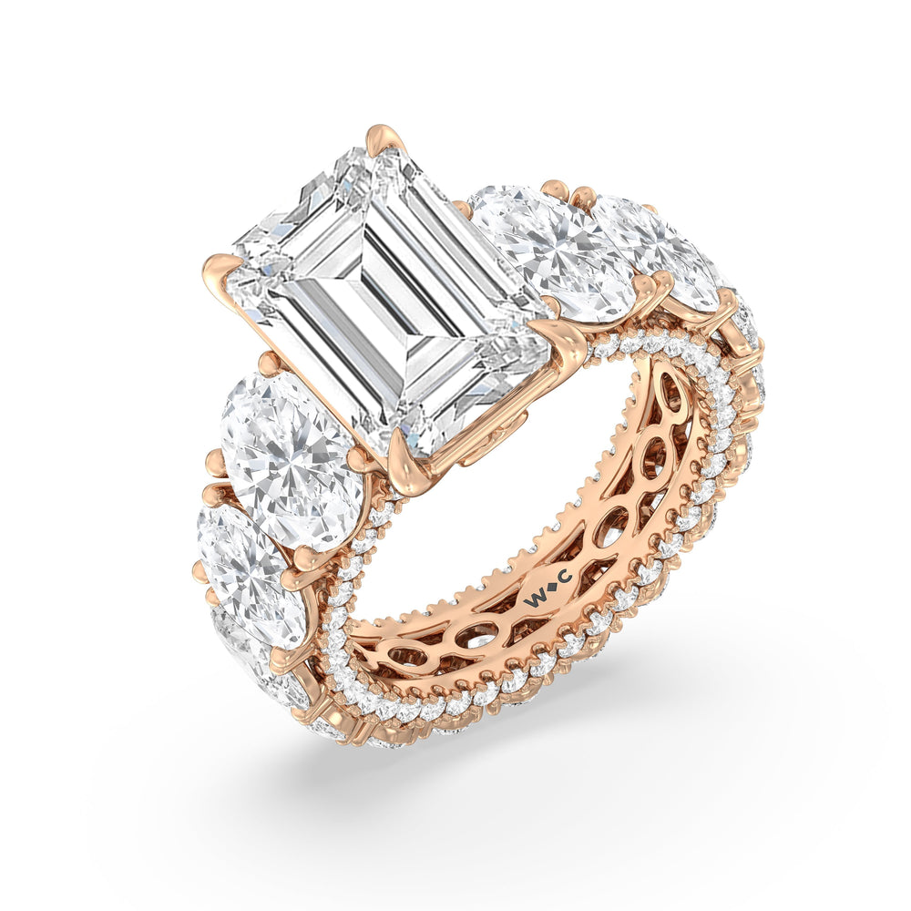The Broome Ring with Emerald Cut Diamond in 14KT Rose Gold view 3
