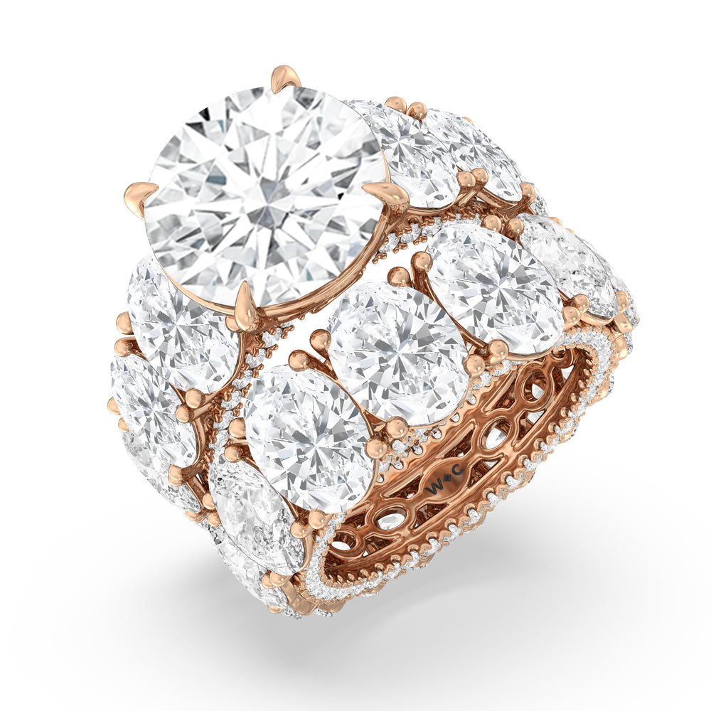 The Broome Diamond Band with 18KT Rose Gold Cut Diamond in 14KT Rose Gold view 3
