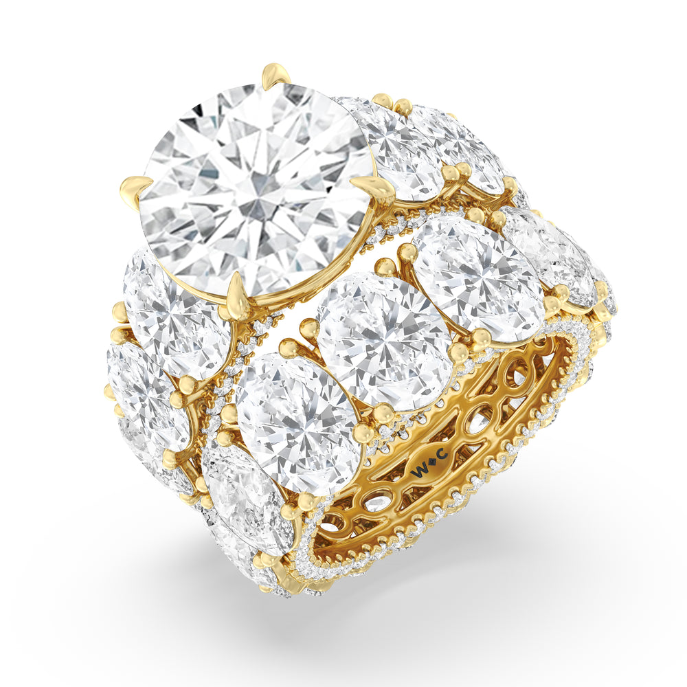 The Broome Diamond Band with 18KT Yellow Gold Cut Diamond in 14KT Yellow Gold view 3
