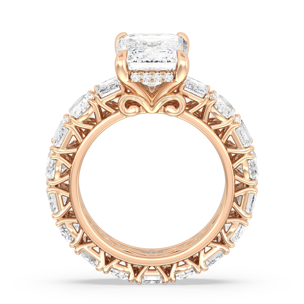 The Wall Street Ring with Emerald Cut Diamond in 14KT Rose Gold view 2
