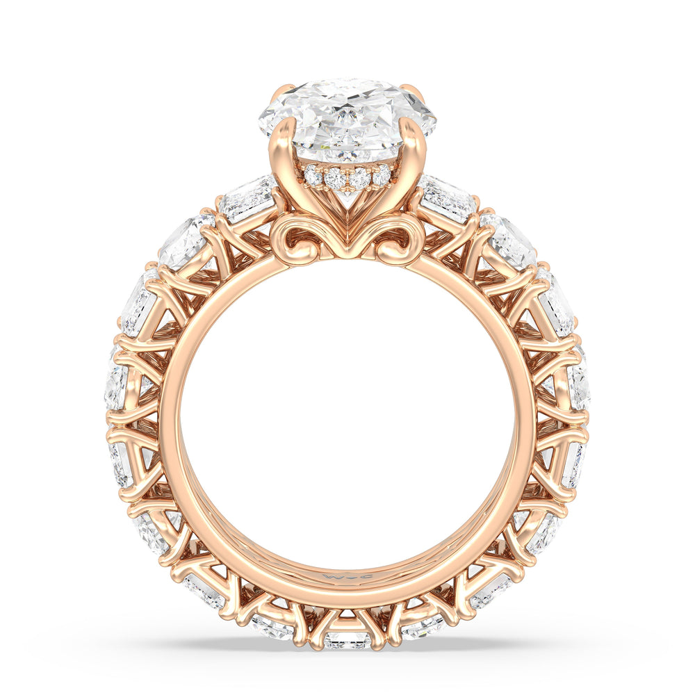 The Wall Street Ring with Oval Cut Diamond in 14KT Rose Gold view 2
