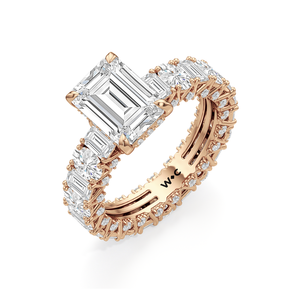 The Wall Street Ring with Emerald Cut Diamond in 14KT Rose Gold view 5
