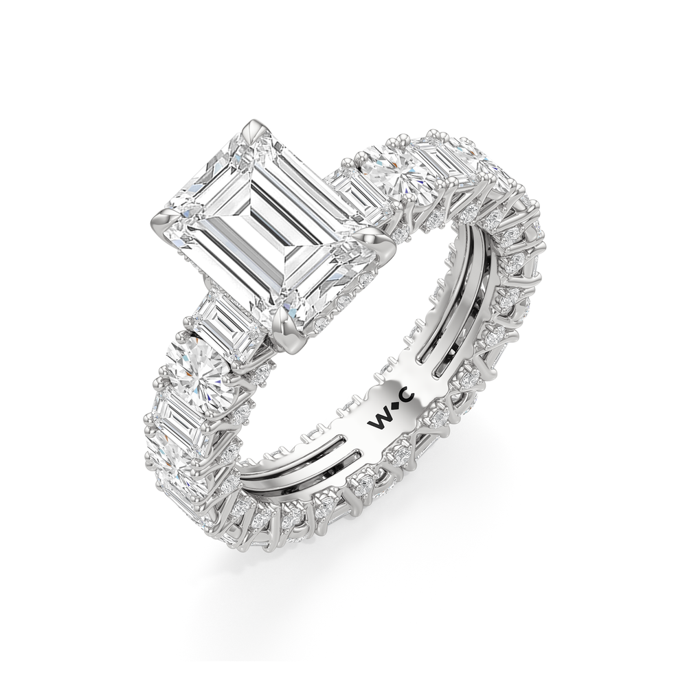 The Wall Street Ring with Emerald Cut Diamond in 14KT Platinum view 5
