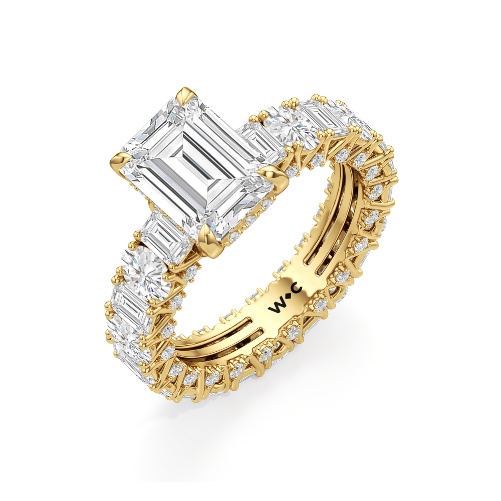 The Wall Street Ring with Emerald Cut Diamond in 14KT Yellow Gold view 5

