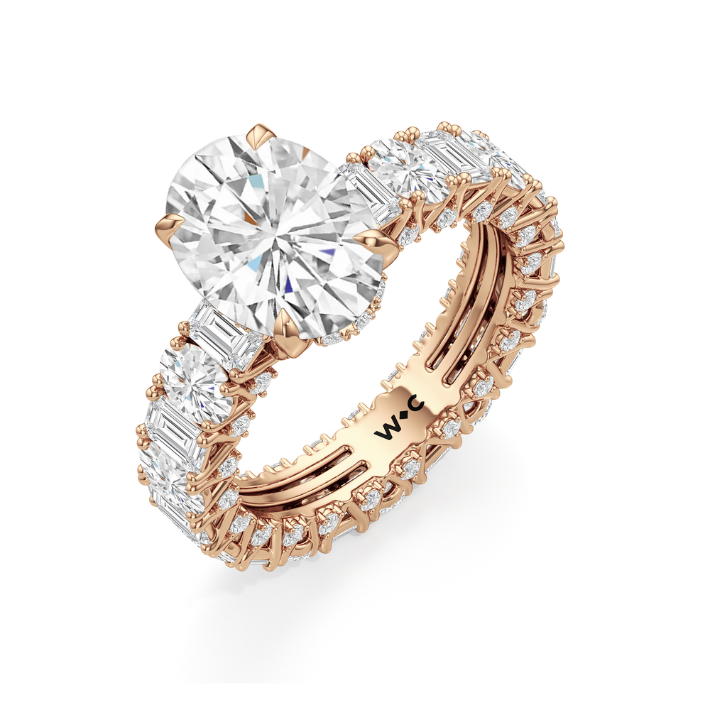 The Wall Street Ring with Oval Cut Diamond in 14KT Rose Gold view 5

