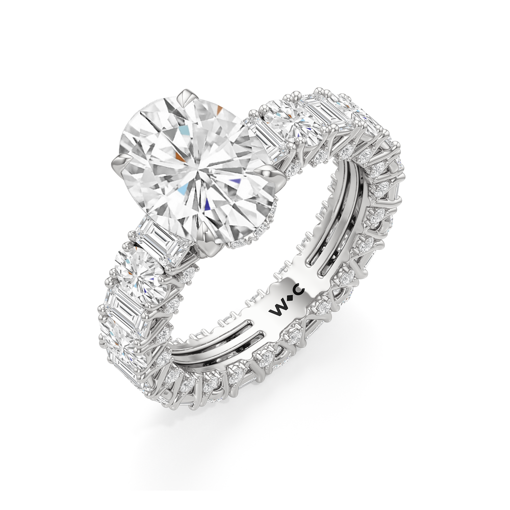 The Wall Street Ring with Oval Cut Diamond in 14KT Platinum view 5
