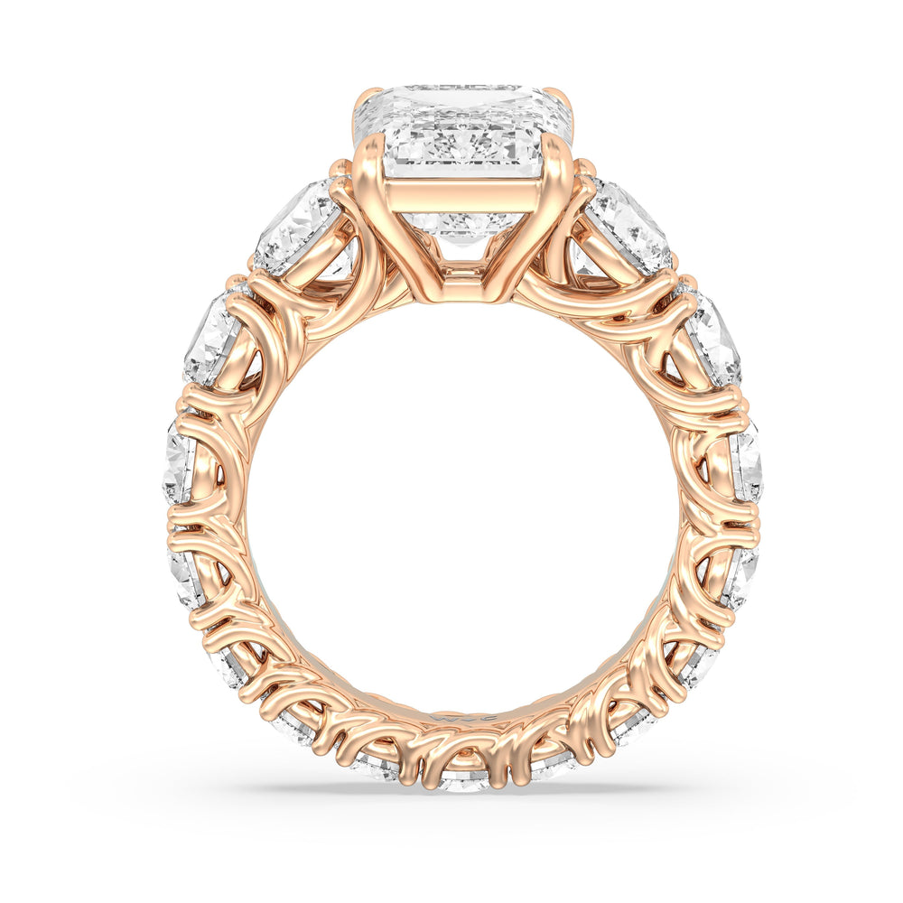 The Upper West Side Ring with Emerald Cut Diamond in 14KT Rose Gold view 3
