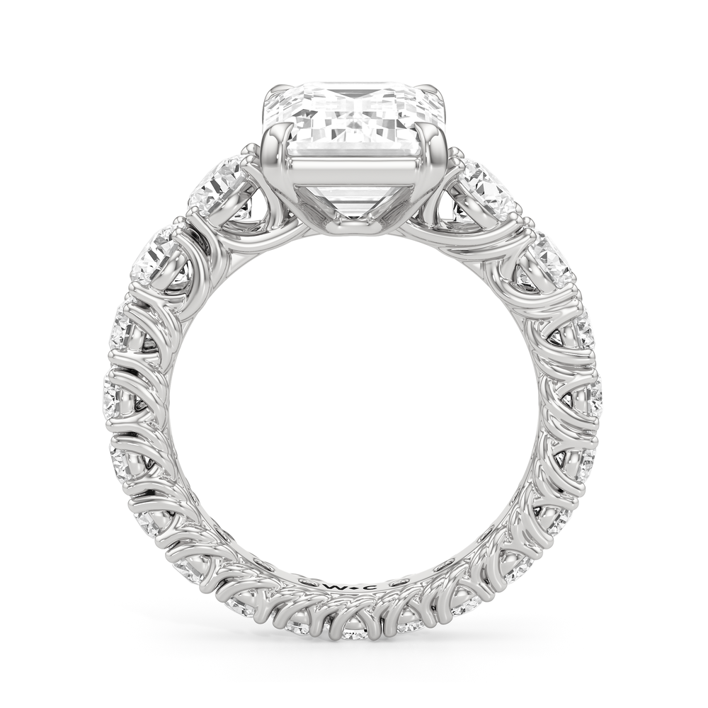 The Upper West Side Ring with Emerald Cut Diamond in 14KT Platinum view 4
