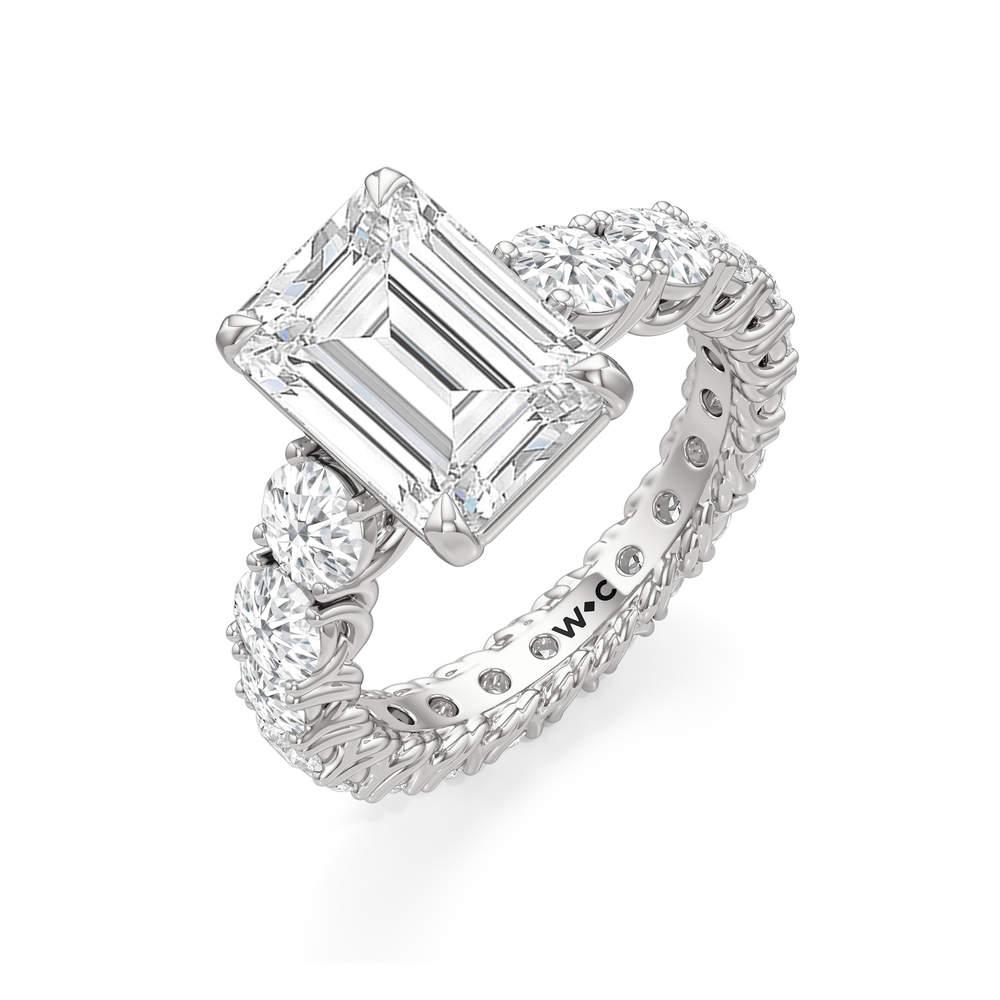 The Upper West Side Ring with Emerald Cut Diamond in 14KT Platinum view 5
