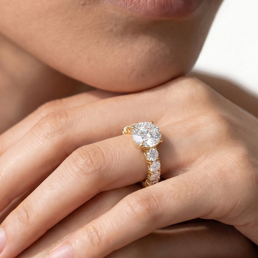 The Upper West Side Ring with Emerald Cut Diamond in 14KT Yellow Gold view 2

