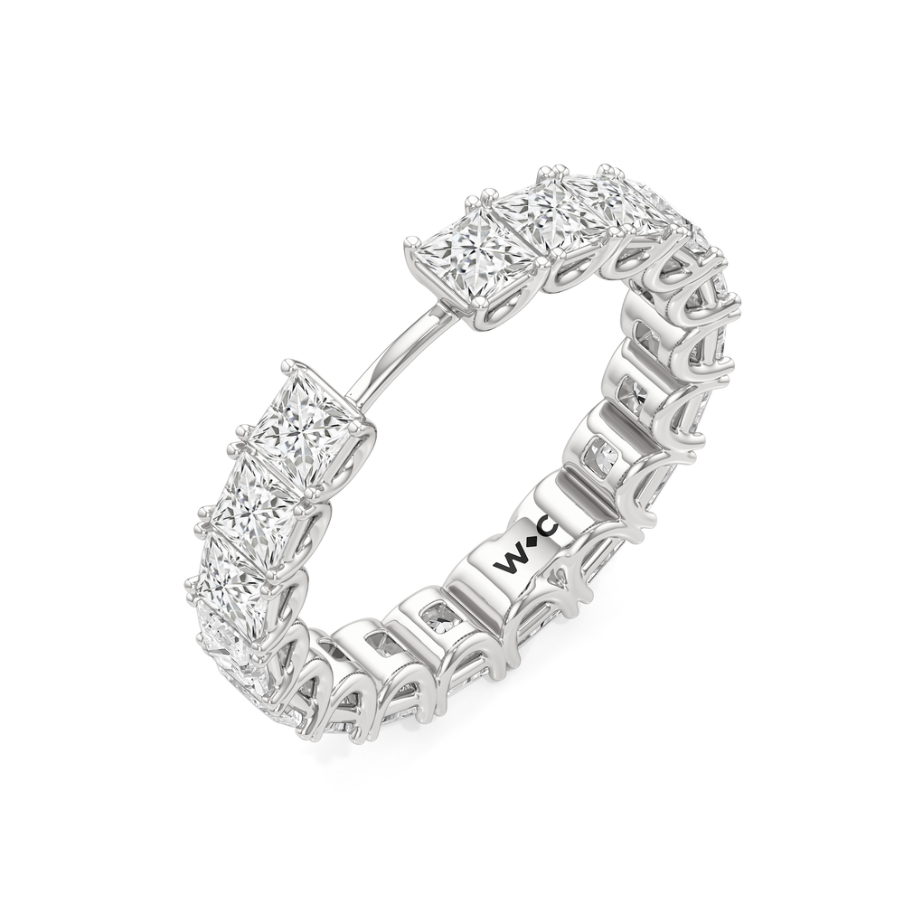 The West Village Diamond Wedding Band with Platinum Cut Diamond in 14KT Platinum view 5
