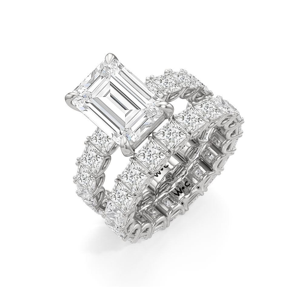 The West Village Diamond Wedding Band with Platinum Cut Diamond in 14KT Platinum view 6

