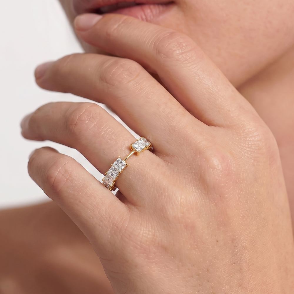 The West Village Diamond Wedding Band with Platinum Cut Diamond in 14KT Platinum view 2
