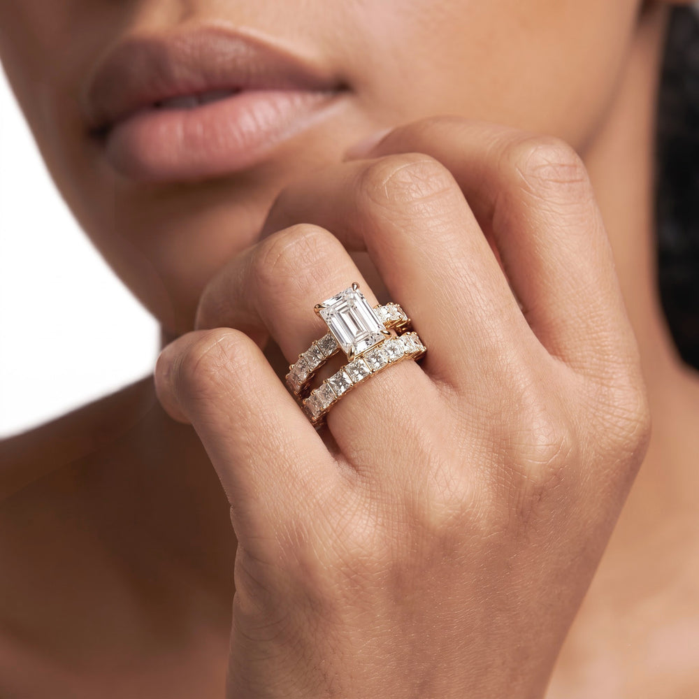 The West Village Diamond Wedding Band with Platinum Cut Diamond in 14KT Platinum view 3

