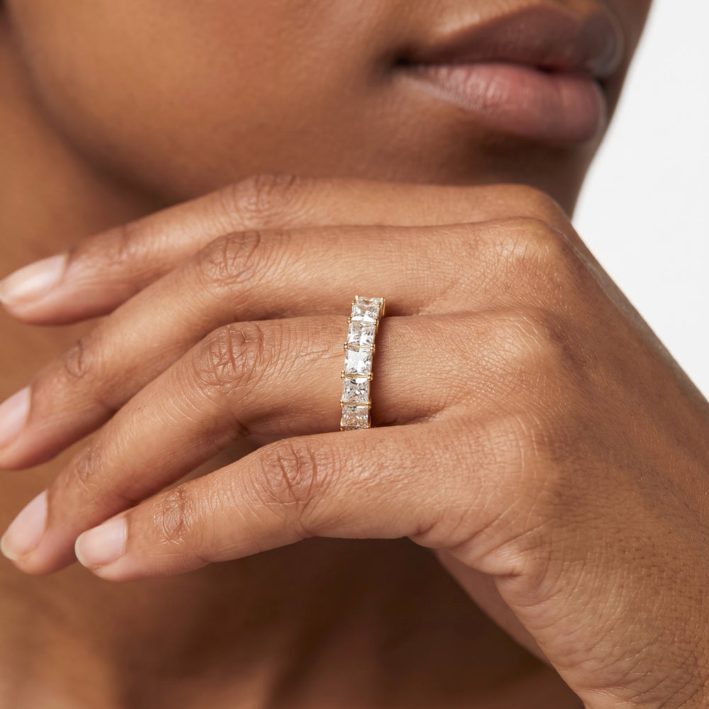 The West Village Diamond Wedding Band with Platinum Cut Diamond in 14KT Platinum view 2
