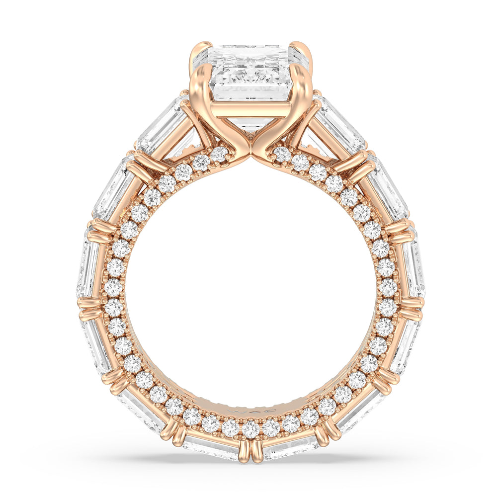 The Upper East Side Ring with Emerald Cut Diamond in 14KT Rose Gold view 3
