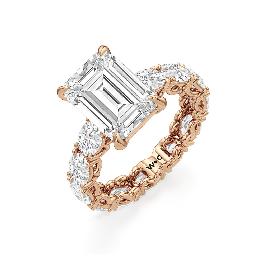 The NoMad Ring with Emerald Cut Diamond in 14KT Rose Gold view 5
