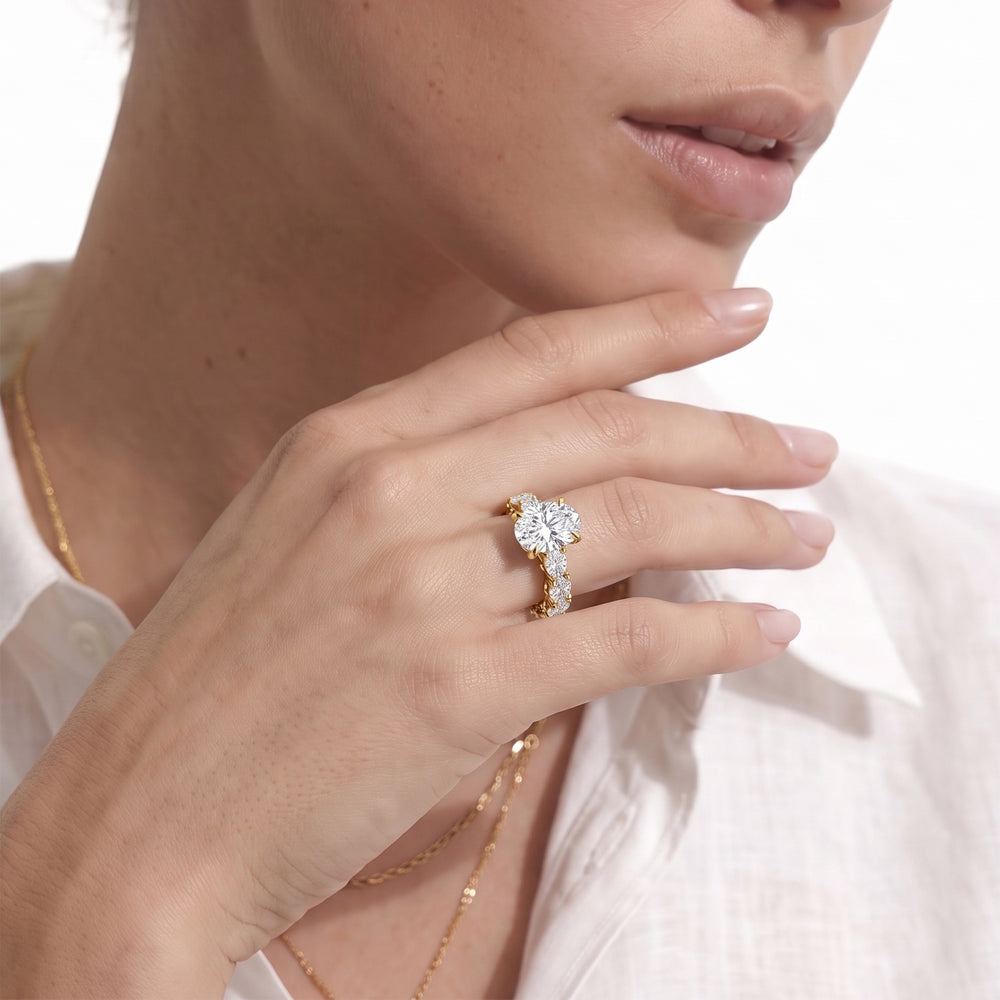 The NoMad Ring with Oval Cut Diamond in 14KT Rose Gold view 3
