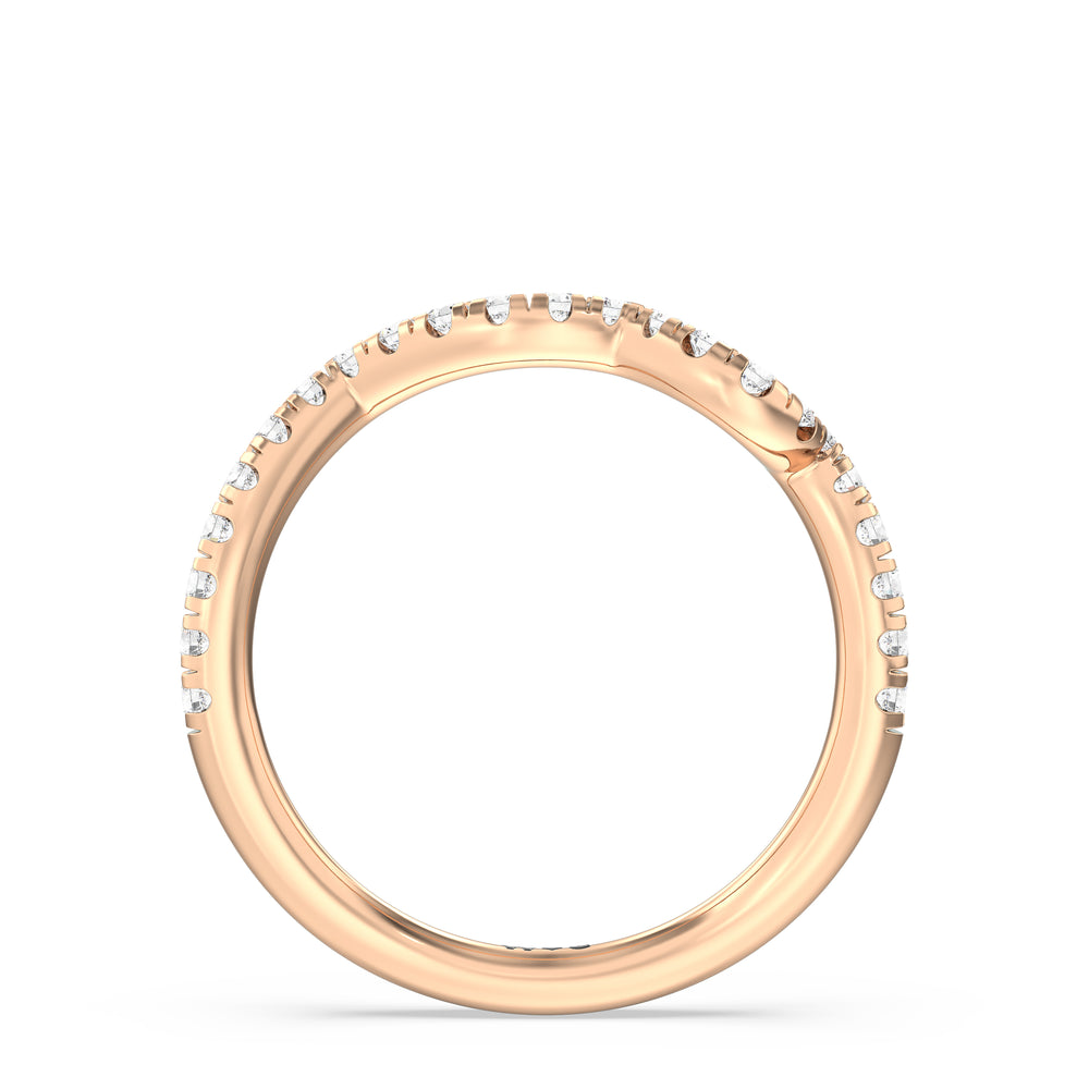 Regal Vine Diamond Wedding Band with 18KT Rose Gold Cut Diamond in 14KT Rose Gold view 2
