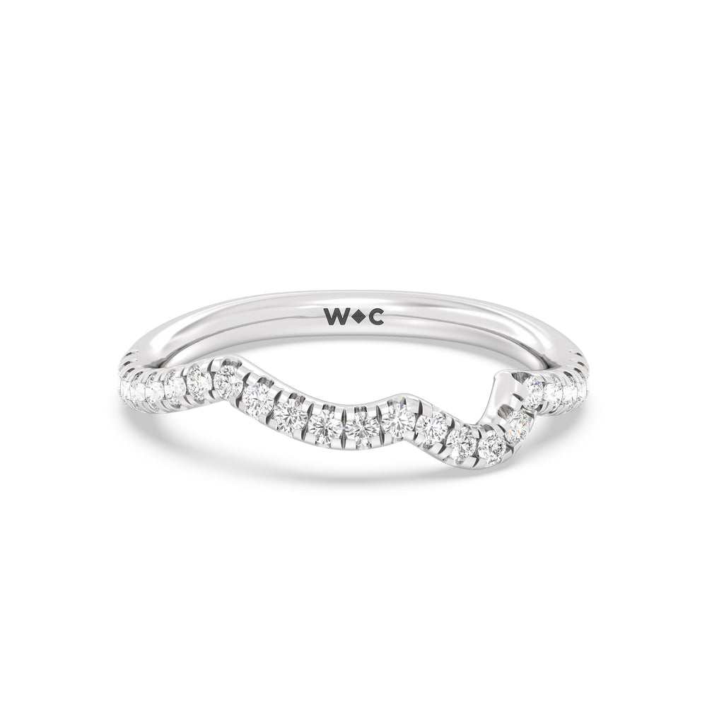 Regal Vine Diamond Wedding Band with Platinum Cut Diamond in 14KT Platinum view 1
