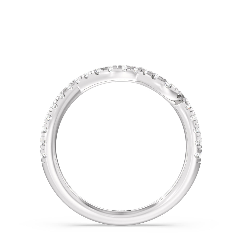 Regal Vine Diamond Wedding Band with Platinum Cut Diamond in 14KT Platinum view 2
