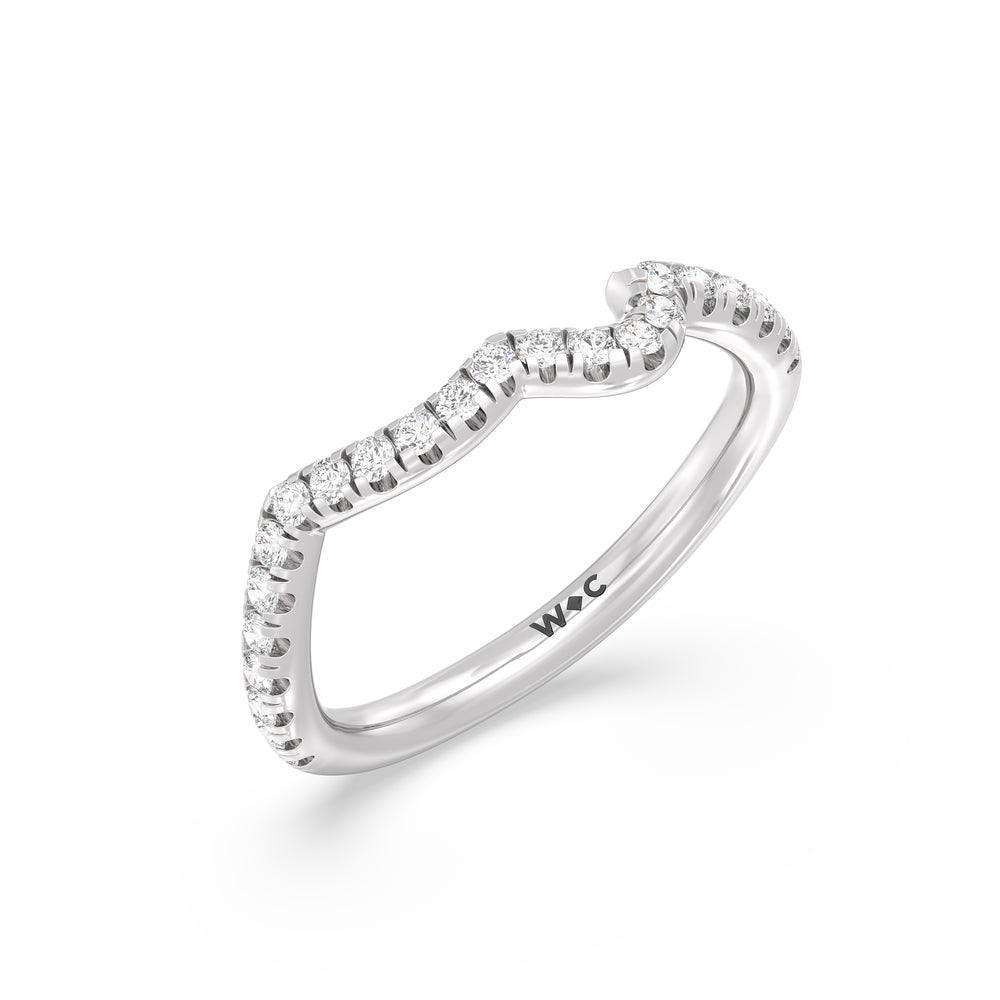 Regal Vine Diamond Wedding Band with Platinum Cut Diamond in 14KT Platinum view 4
