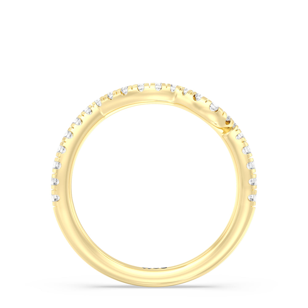 Regal Vine Diamond Wedding Band with 18KT Yellow Gold Cut Diamond in 14KT Yellow Gold view 2

