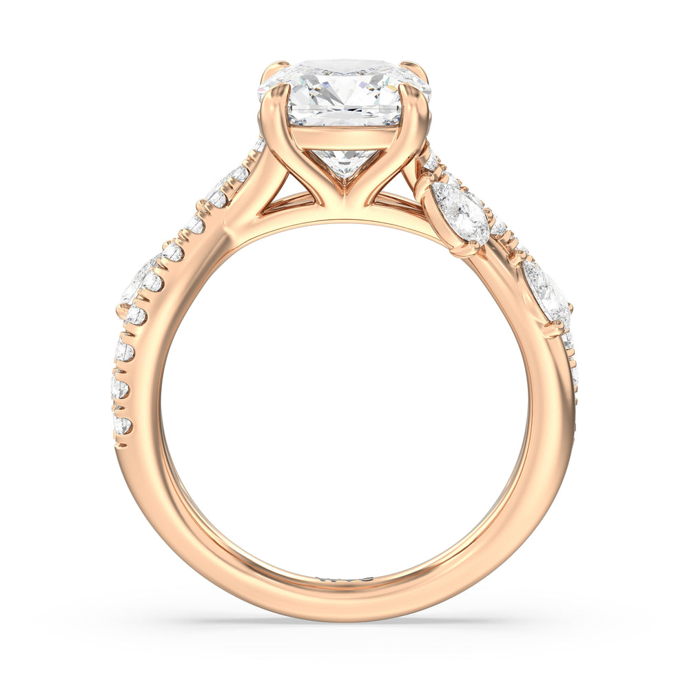 Regal Vine Engagement Ring with Cushion Cut Diamond in 14KT Rose Gold view 4

