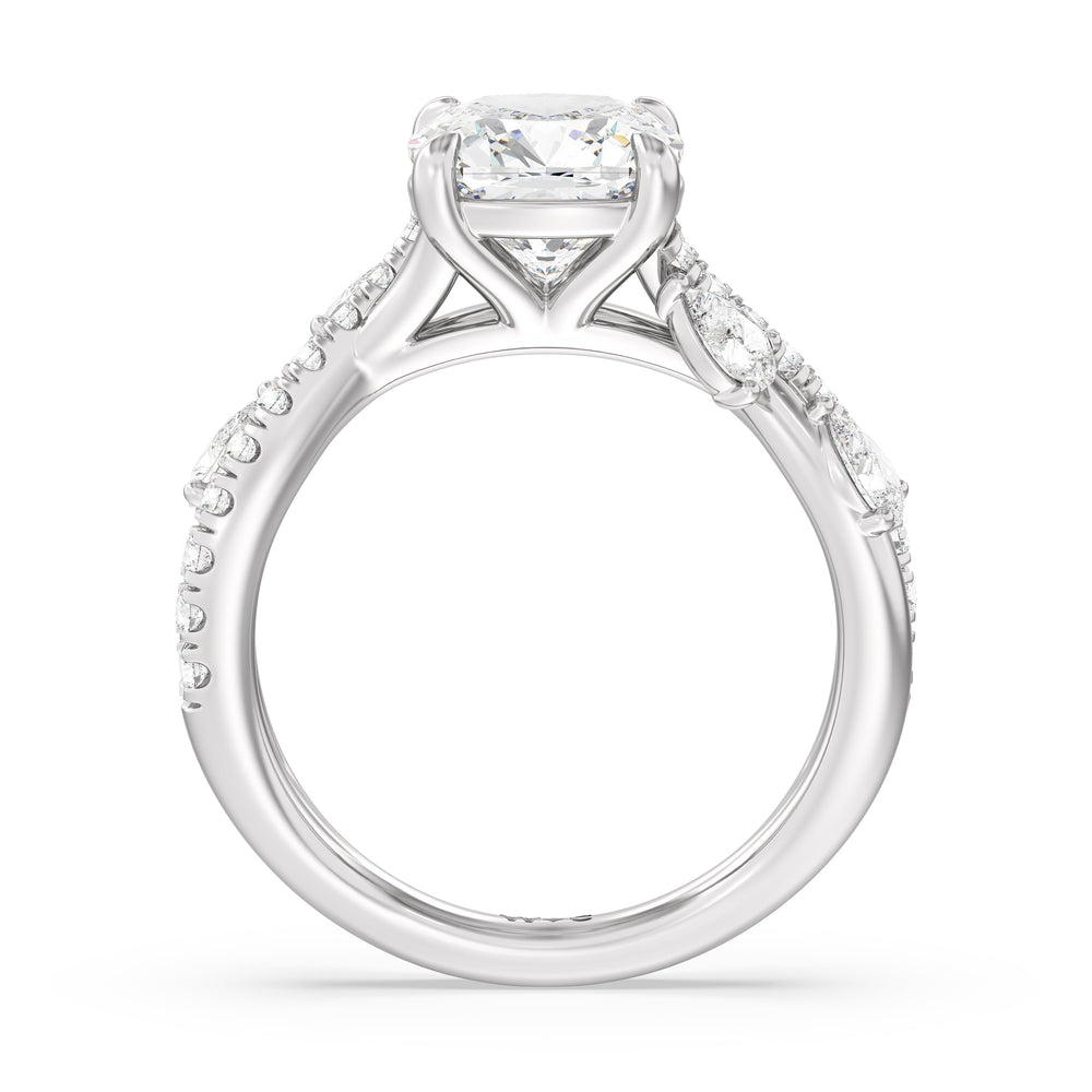 Regal Vine Engagement Ring with Cushion Cut Diamond in 14KT Platinum view 4

