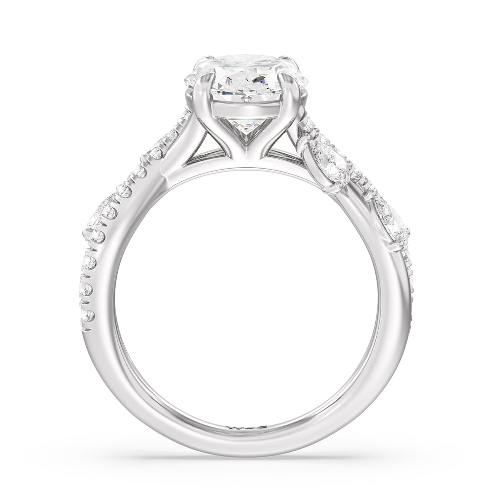 Regal Vine Engagement Ring with Oval Cut Diamond in 14KT Platinum view 4
