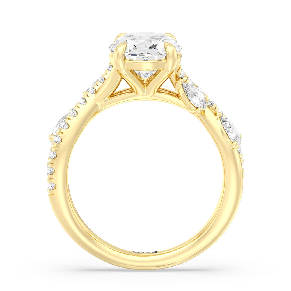 Regal Vine Engagement Ring with Oval Cut Diamond in 14KT Yellow Gold view 4
