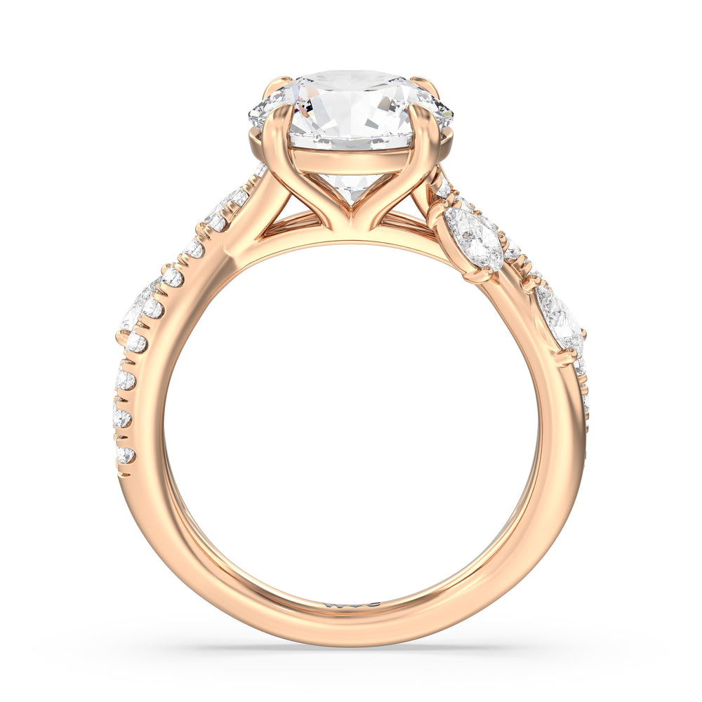 Regal Vine Engagement Ring with Round Cut Diamond in 14KT Rose Gold view 4
