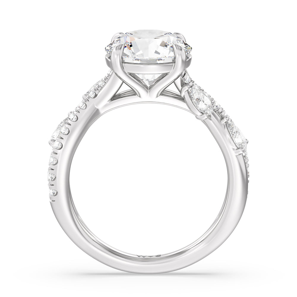 Regal Vine Engagement Ring with Round Cut Diamond in 14KT Platinum view 4
